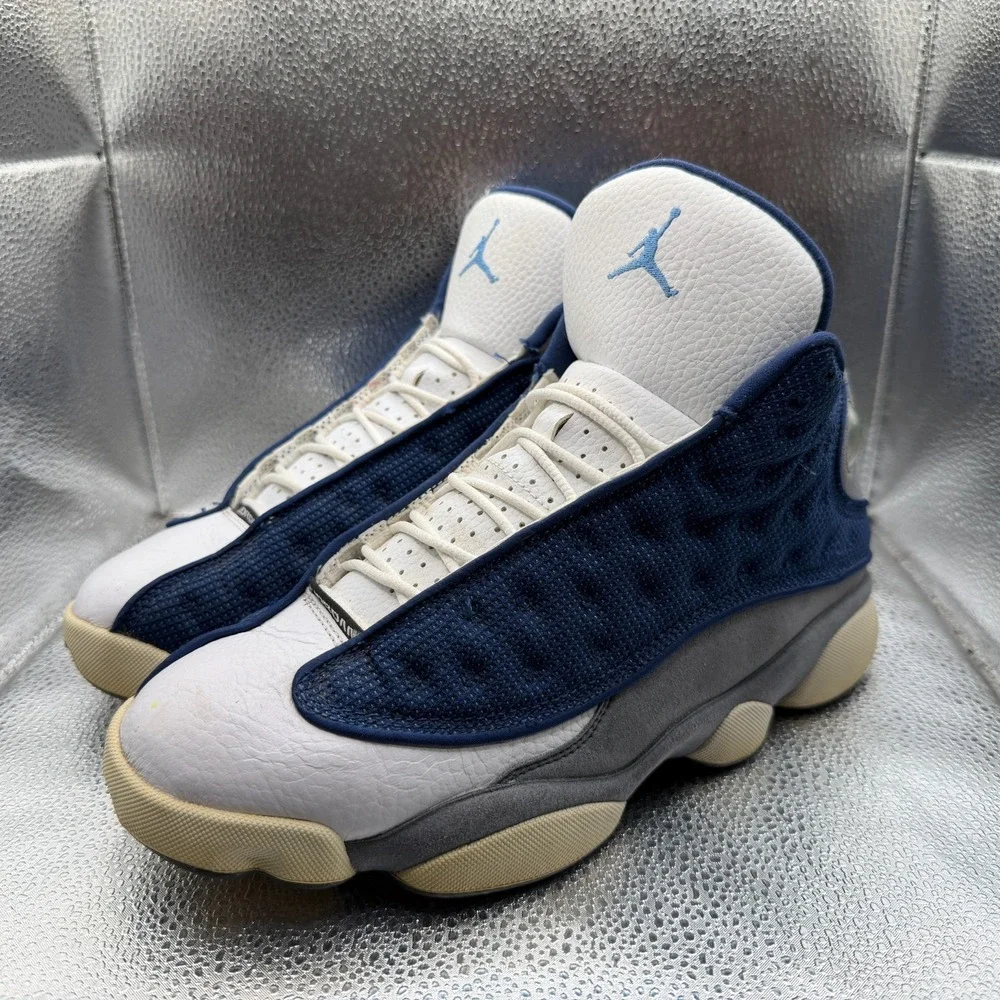Size 9 Air Jordan 13 Retro Mid Flint French‎ Blue Mens Sneaker Shoes 414571-404